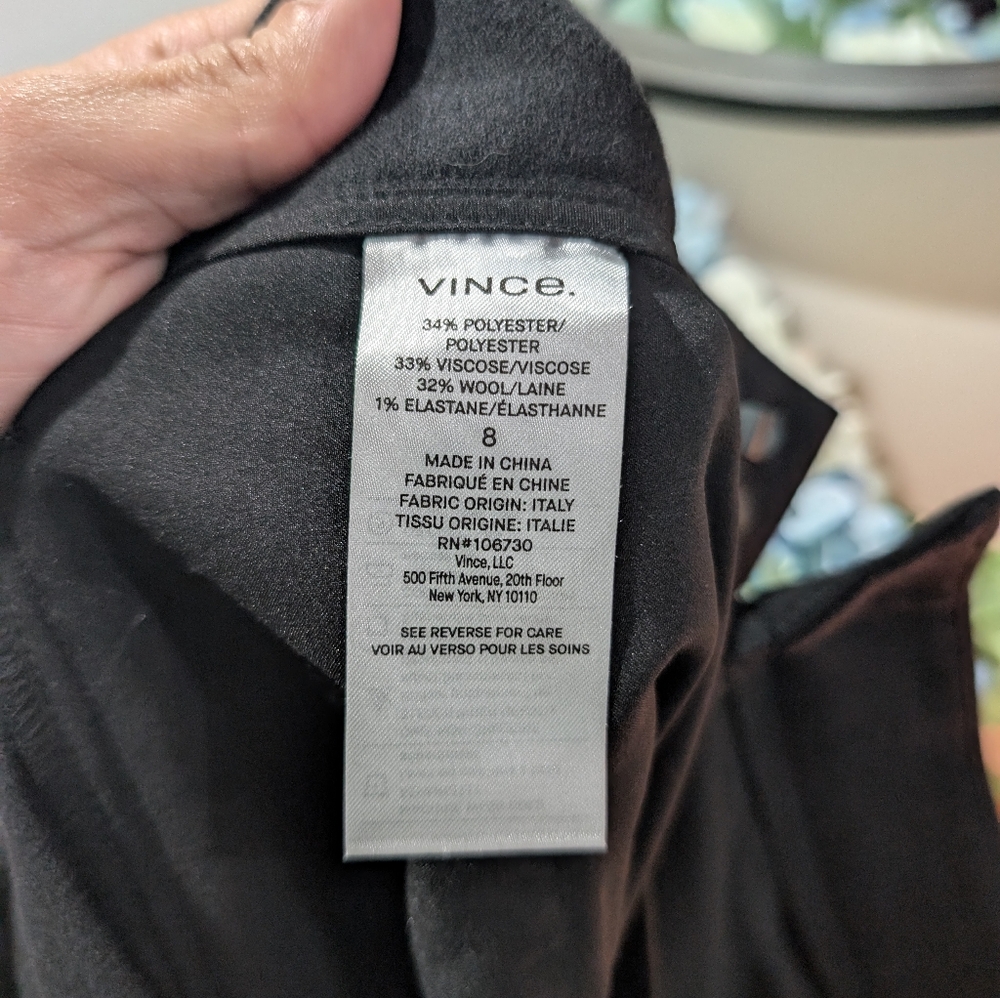 Vince High-Waist Fluid Satin Wide-Leg Trouser Size 8 Black - Picture 7 of 9
